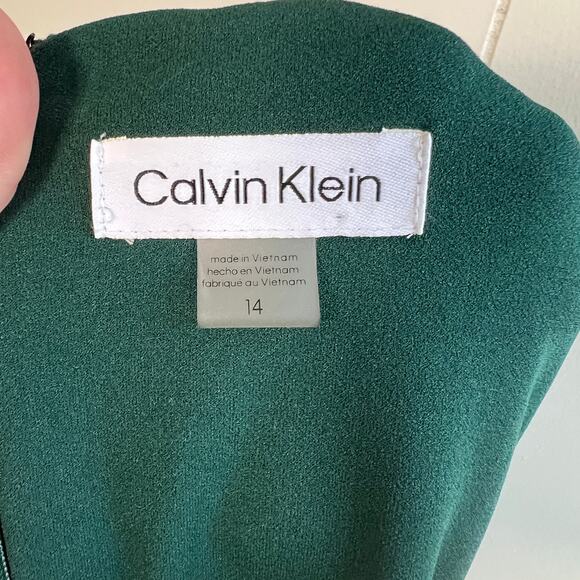 Calvin Klein Emerald Cropped Wide Leg V-Neck Jumpsuit sz 14 - Picture 7 of 10